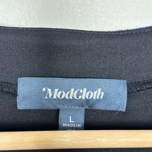 MODCLOTH All That Glitters V-Neck Metallic Sparkle Dress Royal Blue Sz L {VV40} - Picture 4 of 5